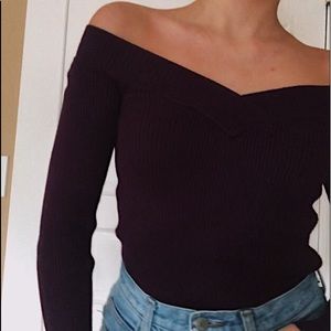 Deep Purple Rue 21 Long Sleeve Ribbed Off Shoulder